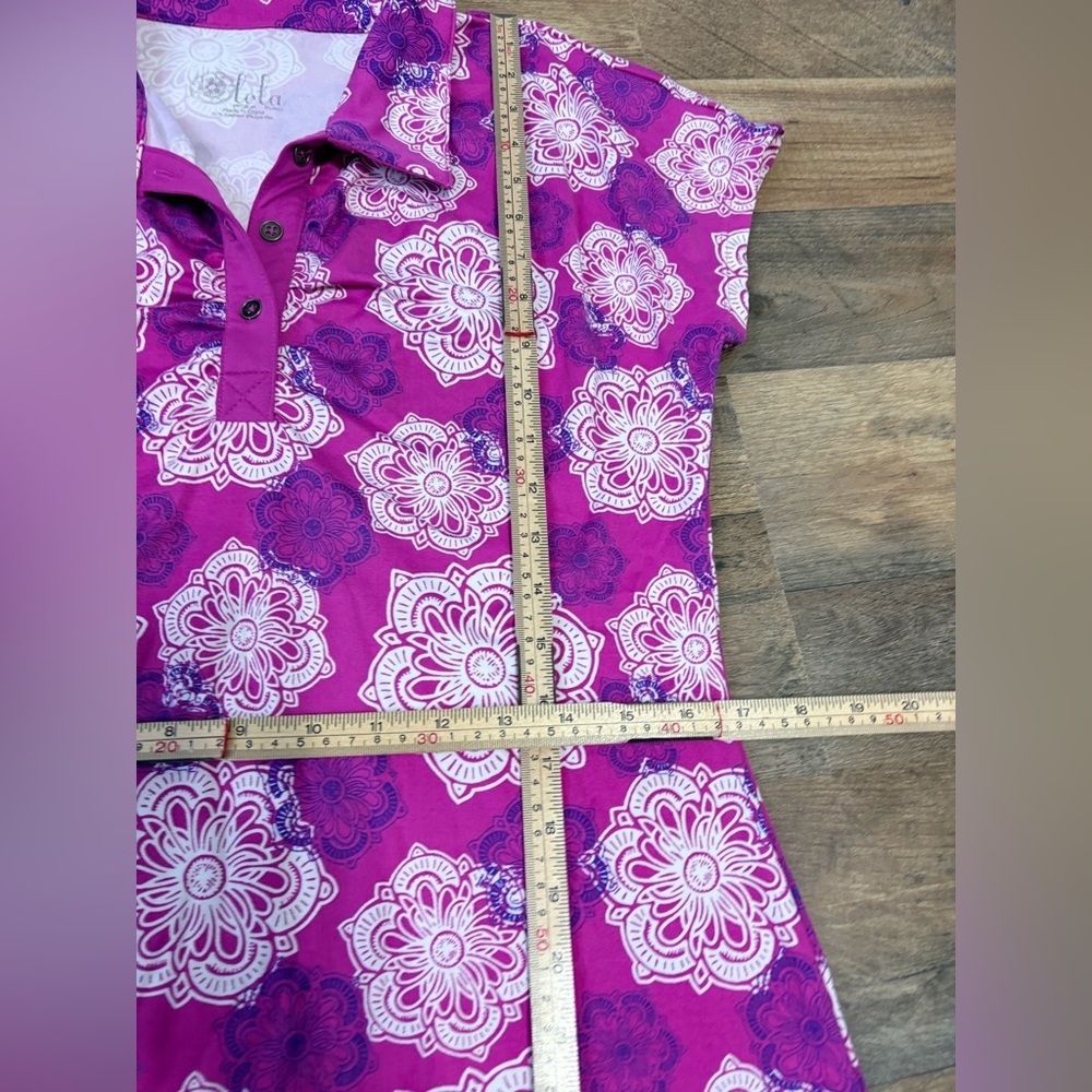 💜 Lola Purple Floral Polo Dress – Short Sleeve | A-Line Fit - Picture 4 of 5